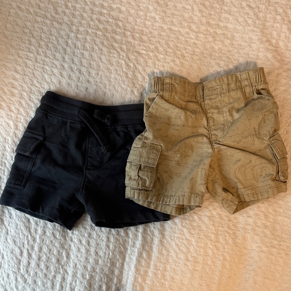 Kids Cargo Shorts - Black and Tan